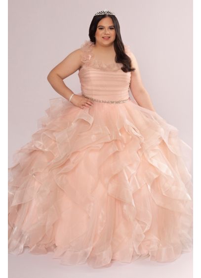 Plus Convertible Ruffle Tulle Quince Dress - Your quinceanera dress, a tu manera. This gorgeous